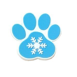 Dog Paw Print Snowflake Snow Winter White Blue Croc Shoe Charm Jibbitz